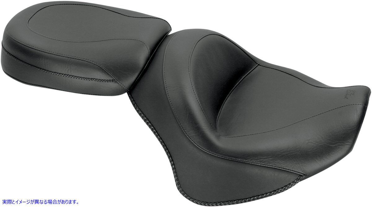 取寄せ ビンテージワイド2アップツーリングシート マスタング Seat - Vintage - Wide - Touring - Without Driver Backrest - Two-Piece - Smooth - Black - Stryker 76661 08101046