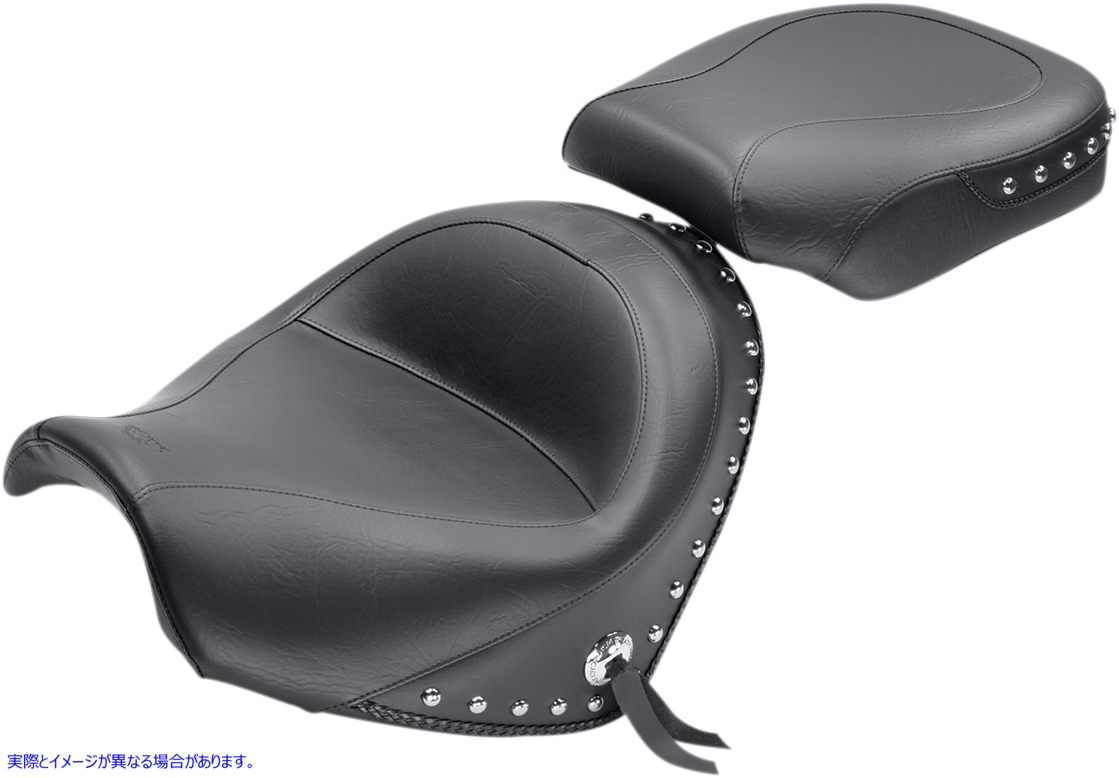 取寄せ ワイドツーリング2アップシート マスタング Seat - Wide - Touring - Without Backrest - Two-Piece - Chrome Studded - Black w/Conchos - Suzuki 76060 08101701