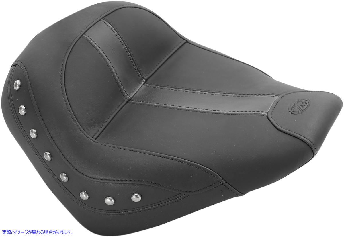 取寄せ ビンテージソロシート - バックレストなし、散りばめられています マスタング Solo Seat - Black - Vinyl - Studded - Scout '15-'23 75390 08101836