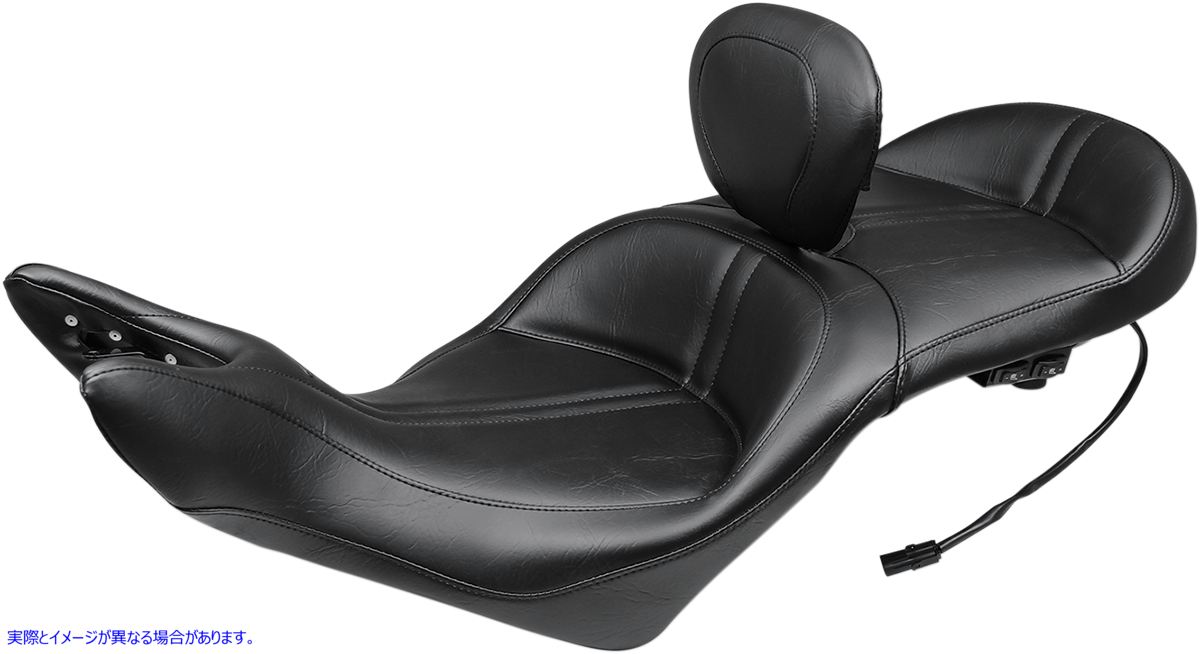 取寄せ ドライバーバックレストを備えた加熱ワンピース2アップツーリングシート マスタング One-Piece Touring Seat - Heated - w/ Driver Backrest - Black 79723 08101919