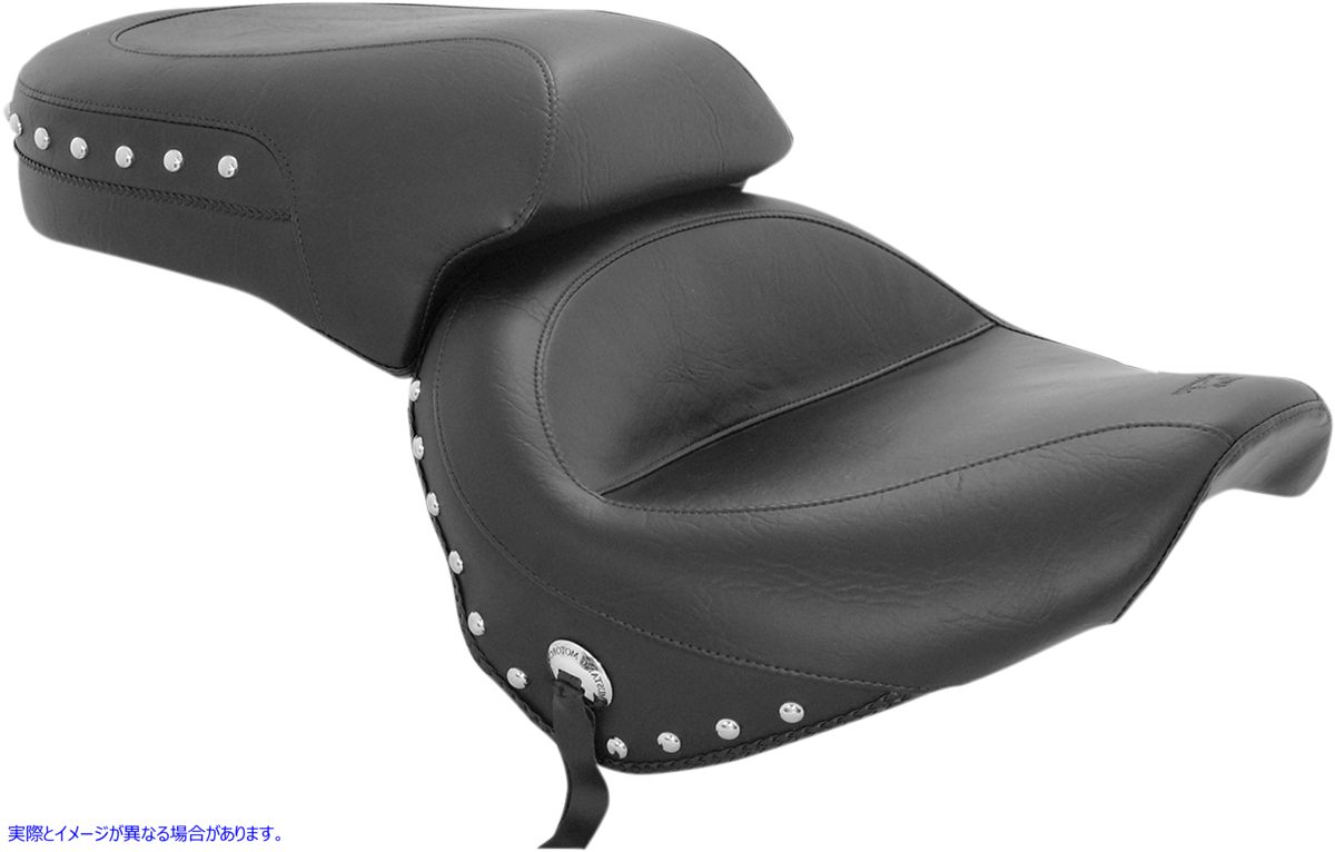 取寄せ ワイドツーリング2アップシート マスタング Seat - Wide - Touring - Without Backrest - Two-Piece - Chrome Studded - Black w/Conchos - XV650 75266 DS900744