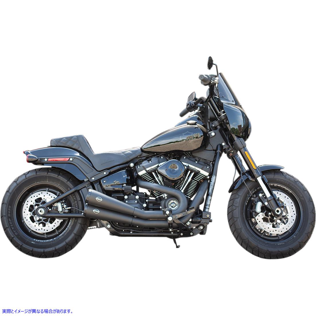 取寄せ エスアンドエス サイクル Grand National 2:2 Exhaust for Softail - Black Ceramic 550-0815A 18002443