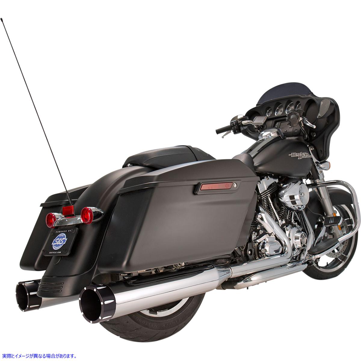 取寄せ MK45スリップオンマフラー エスアンドエス サイクル 4.5 Mufflers - Chrome with Black Tracer 550-0623 18010851