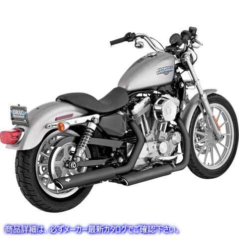取寄せ 3 ラウンドツインスラッシュスリップオンマフラー バンス アンド ハインズ Twin Slash Mufflers - Black 46839 18010403