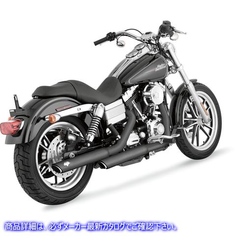 取寄せ 3 ラウンドツインスラッシュスリップオンマフラー バンス アンド ハインズ Twin Slash Mufflers - Black 46837 18010405